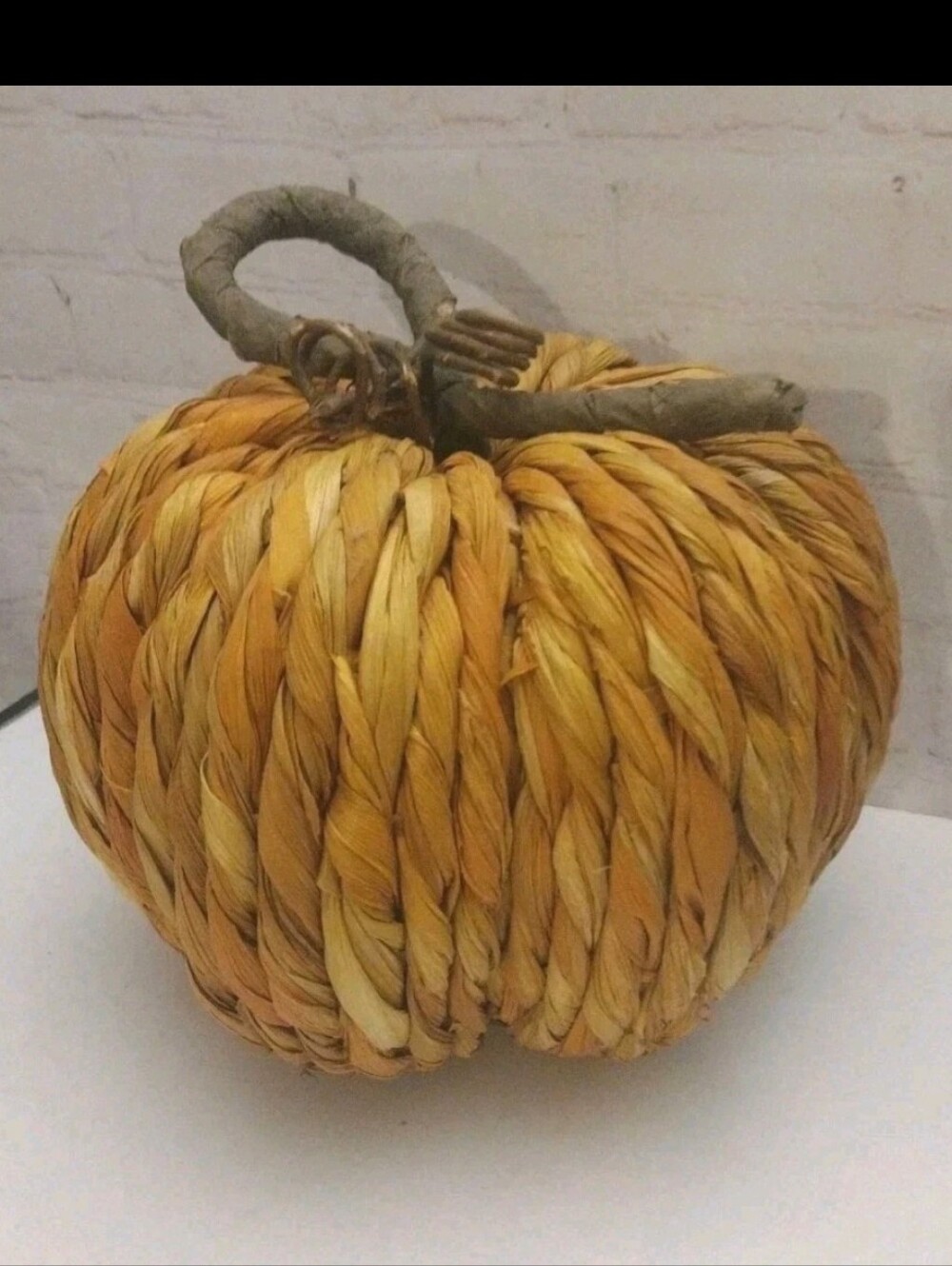 VTG 10" Corn Husk Orange Pumpkin Thanksgiving Fall Halloween Autumn Decor